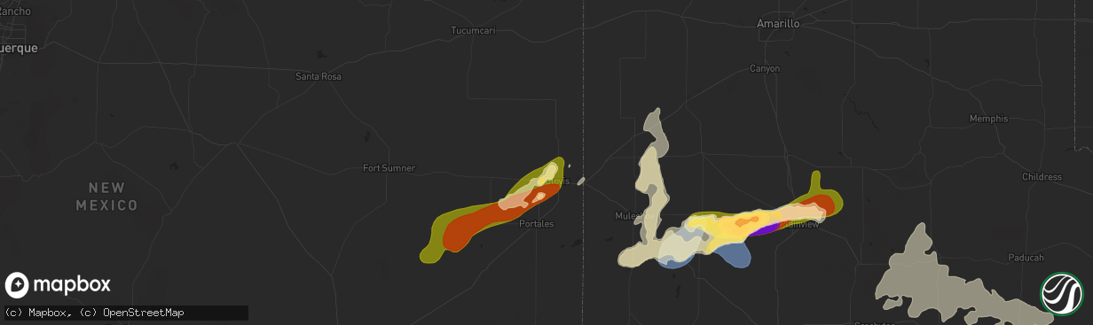 Hail map in Clovis, NM on May 25, 2025