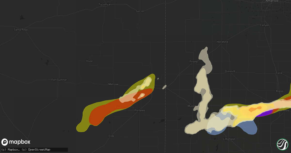 Hail map in Clovis, NM on May 25, 2025