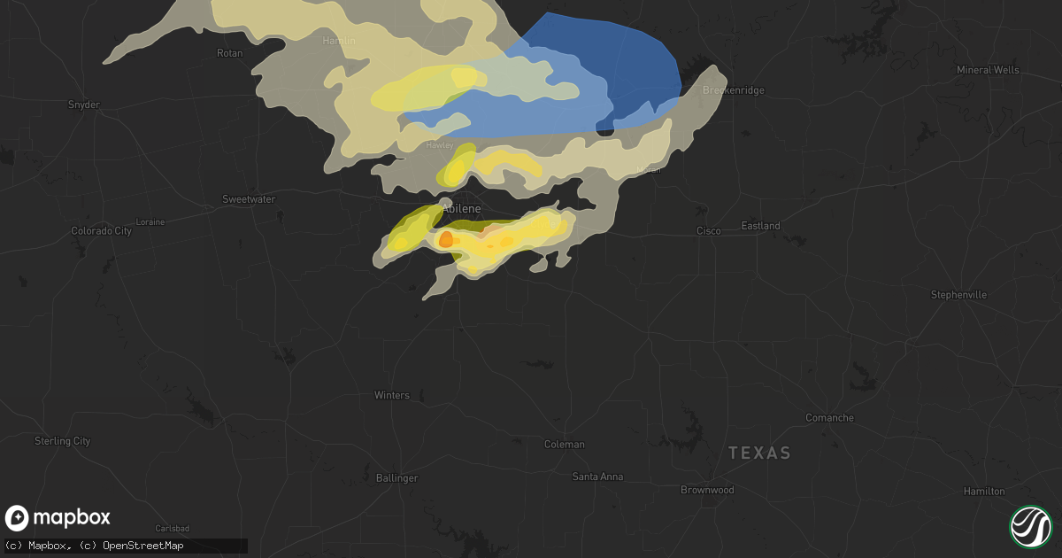Hail map in Clyde, TX on May 25, 2025