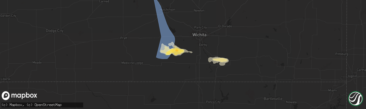 Hail map in Conway Springs, KS on May 25, 2025