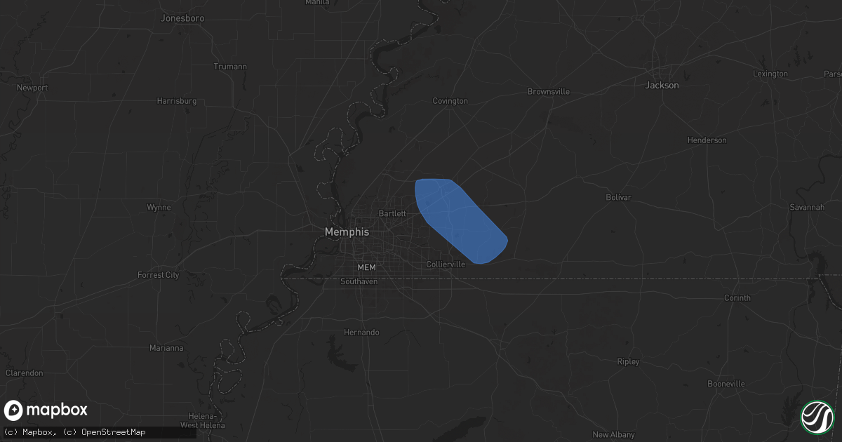 Hail map in Cordova, TN on May 25, 2025