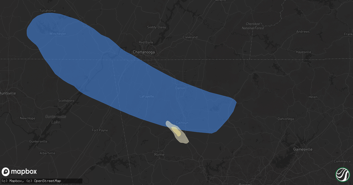 Hail map in Dalton, GA on May 25, 2025