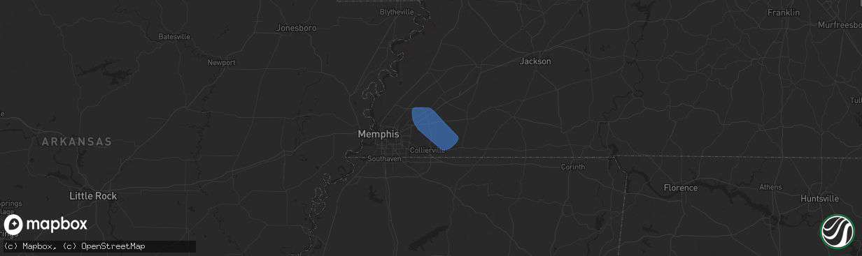 Hail map in Eads, TN on May 25, 2025