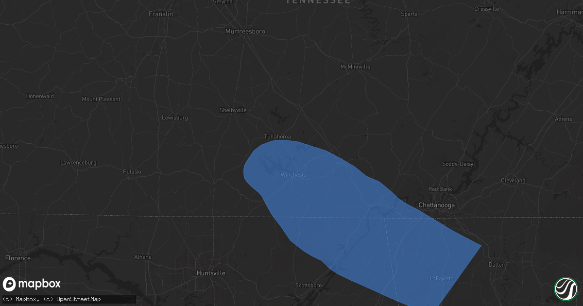 Hail map in Estill Springs, TN on May 25, 2025