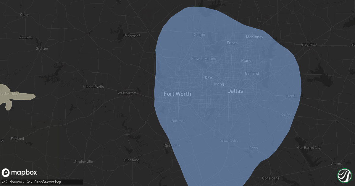 Hail map in Fort Worth, TX on May 25, 2025