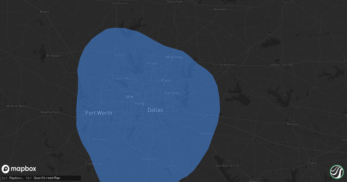 Hail map in Garland, TX on May 25, 2025