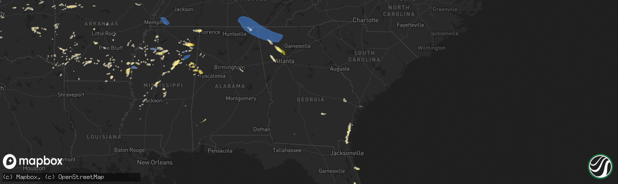 Hail map in Georgia on May 25, 2025