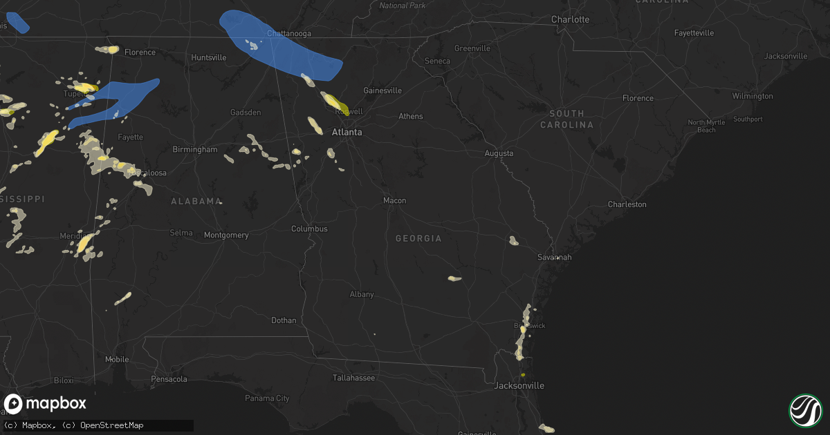 Hail map in Georgia on May 25, 2025