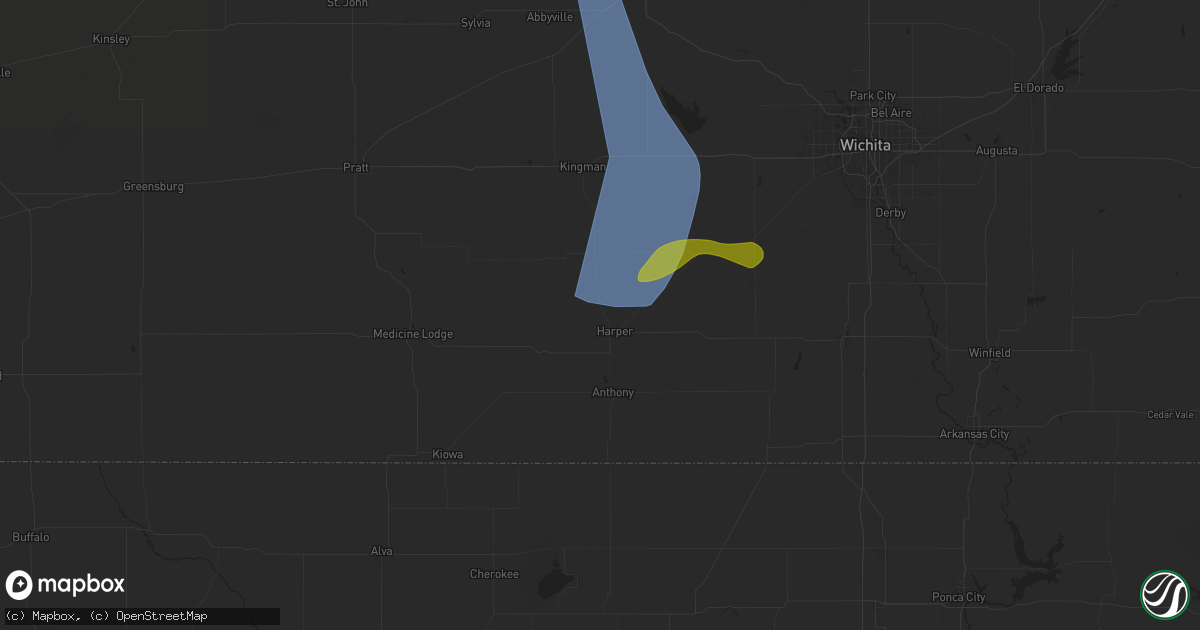 Hail map in Harper, KS on May 25, 2025