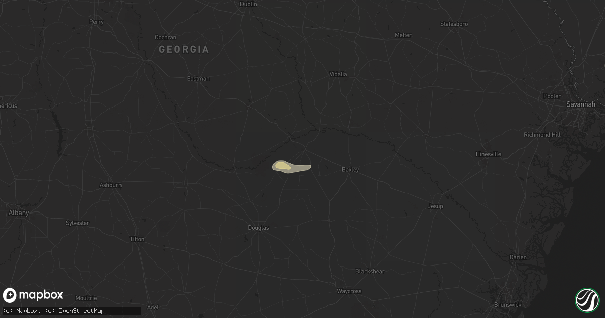 Hail map in Hazlehurst, GA on May 25, 2025