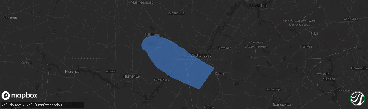 Hail map in Jasper, TN on May 25, 2025