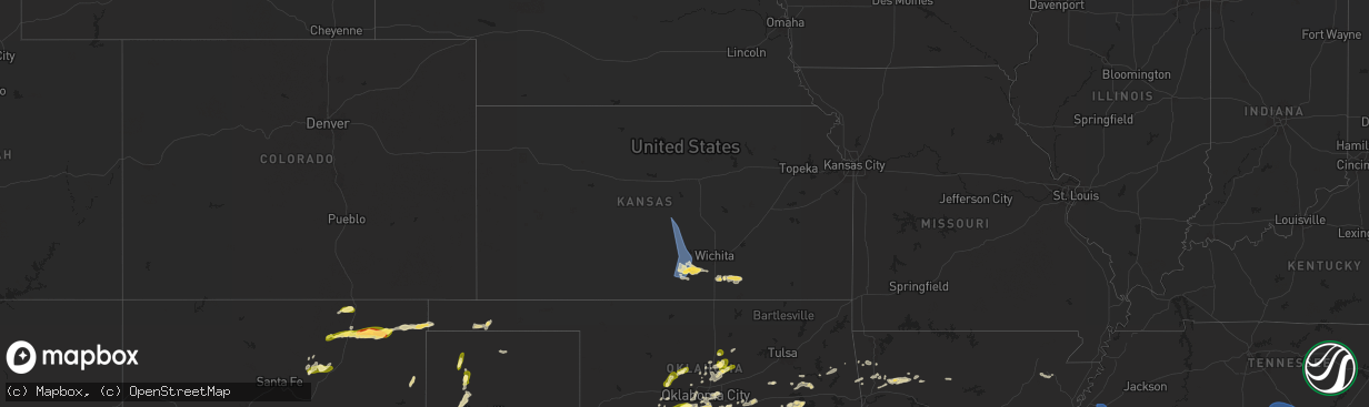 Hail map in Kansas on May 25, 2025