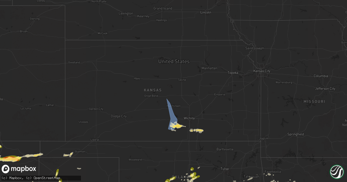 Hail map in Kansas on May 25, 2025