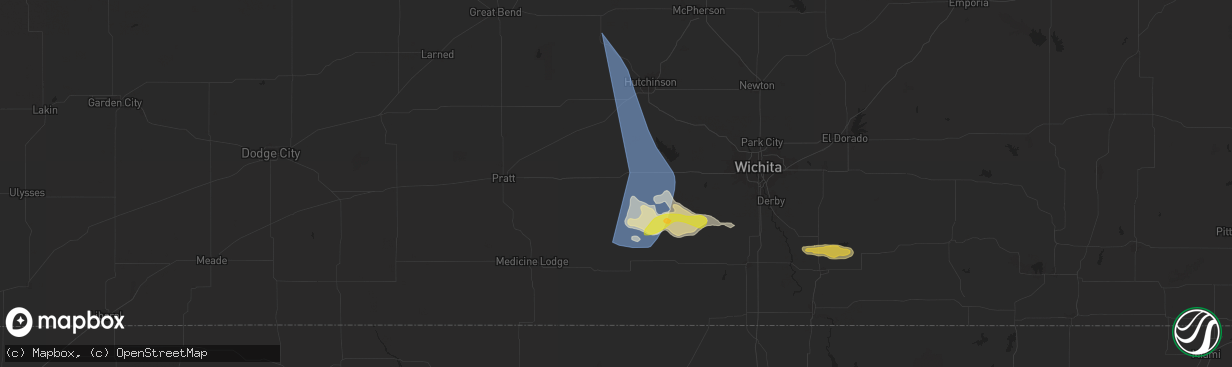 Hail map in Kingman, KS on May 25, 2025