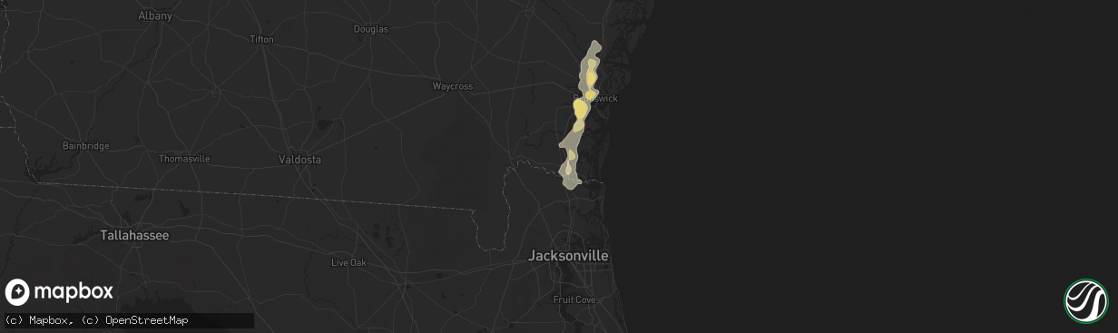 Hail map in Kingsland, GA on May 25, 2025