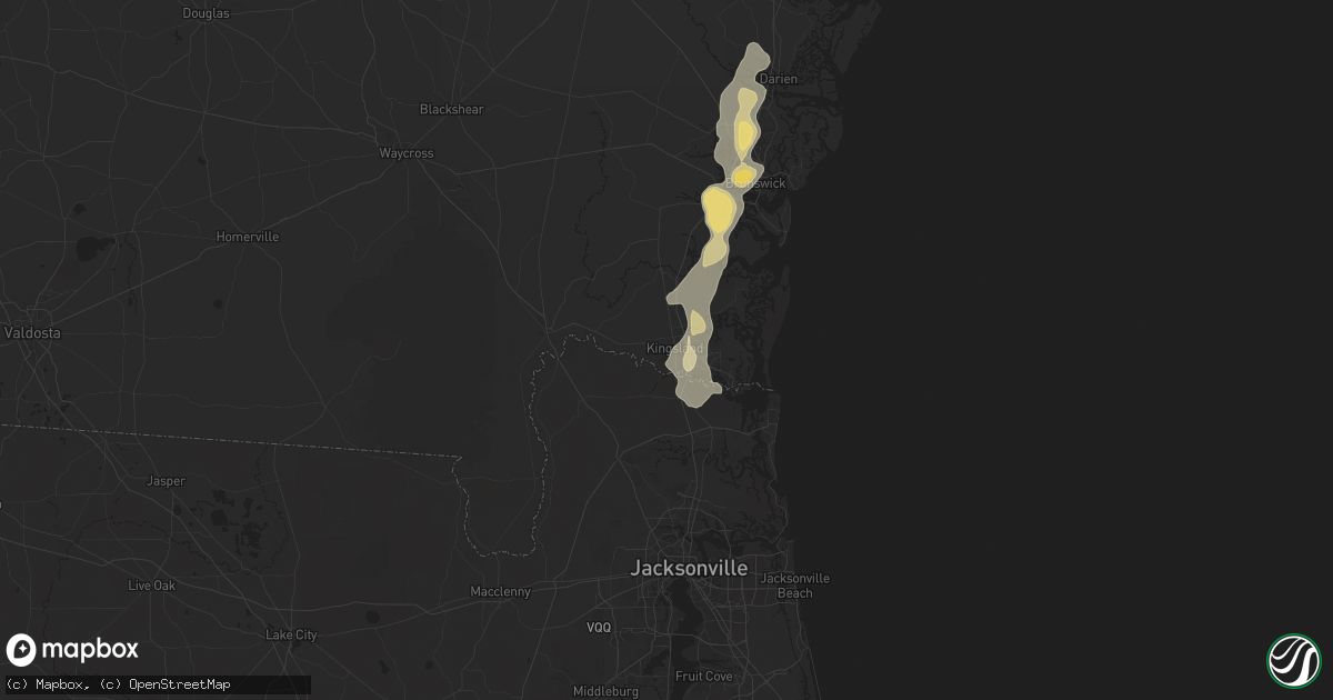Hail map in Kingsland, GA on May 25, 2025
