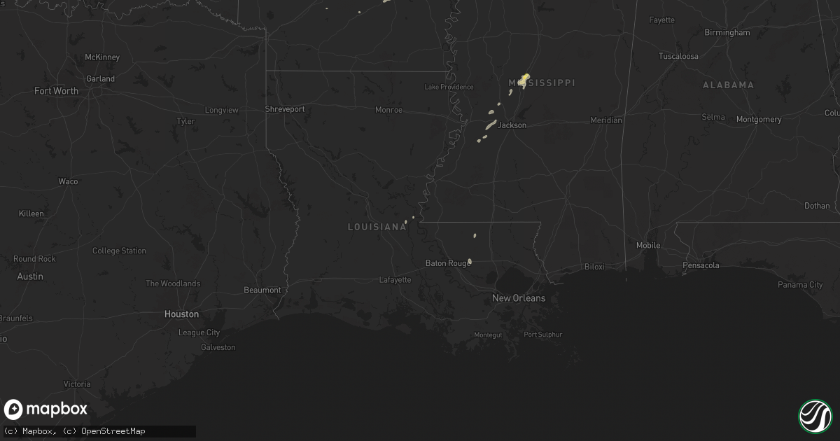 Hail map in Louisiana on May 25, 2025