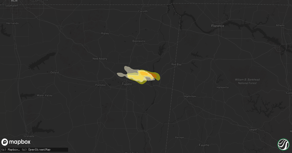 Hail map in Mantachie, MS on May 25, 2025