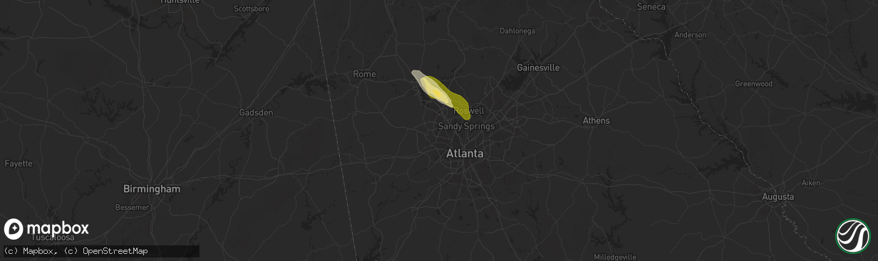 Hail map in Marietta, GA on May 25, 2025
