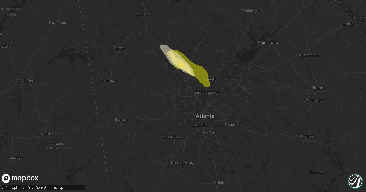 Hail map in Marietta, GA on May 25, 2025