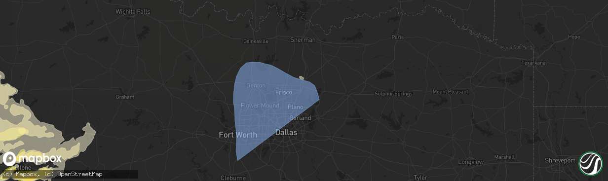 Hail map in Mckinney, TX on May 25, 2025