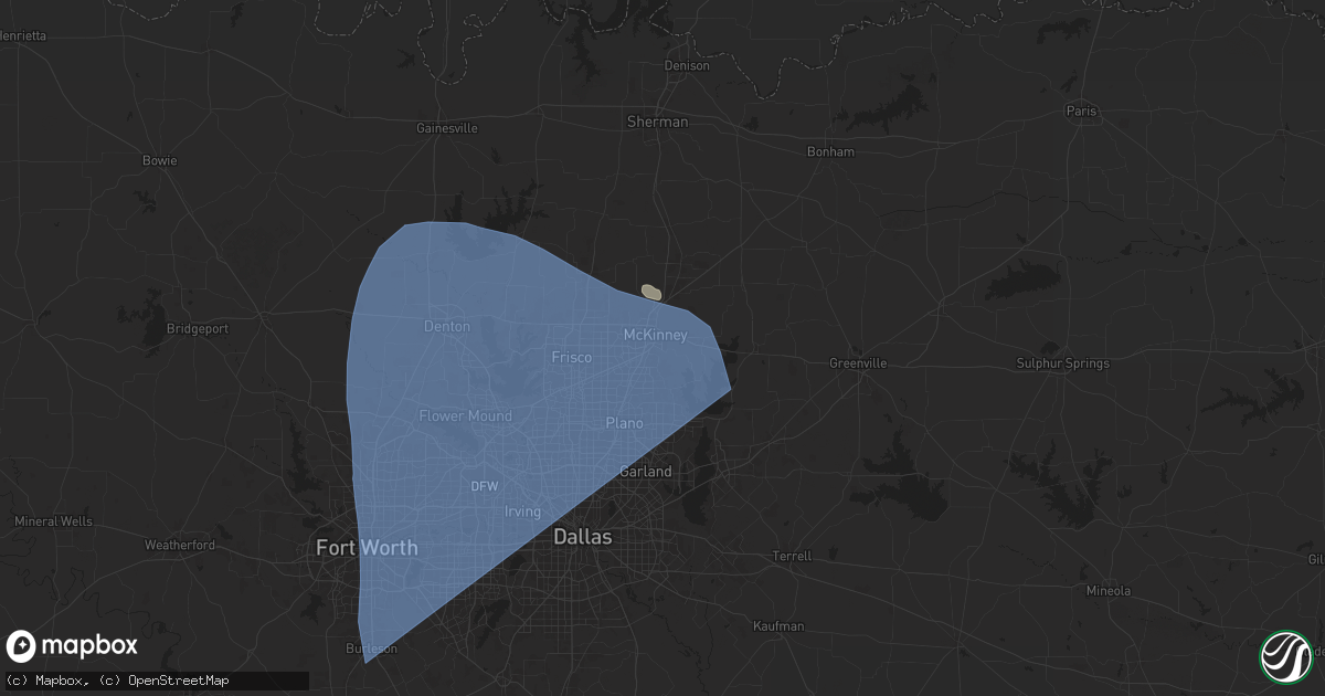 Hail map in Mckinney, TX on May 25, 2025