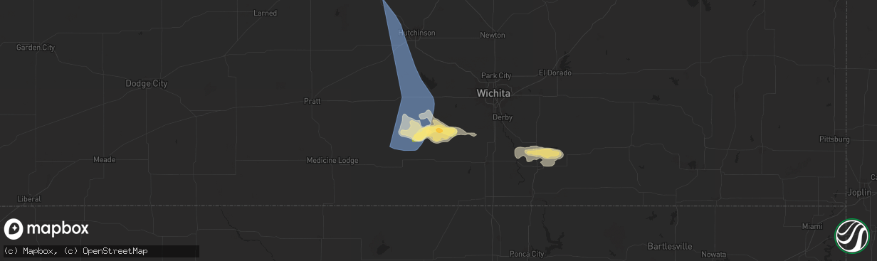 Hail map in Milton, KS on May 25, 2025