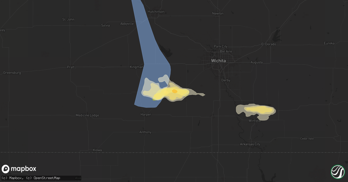 Hail map in Milton, KS on May 25, 2025