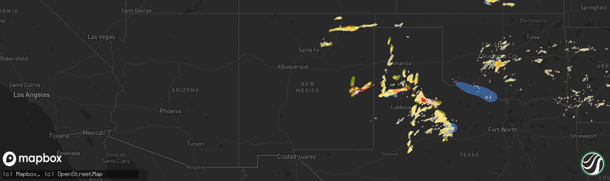 Hail map in New Mexico on May 25, 2025