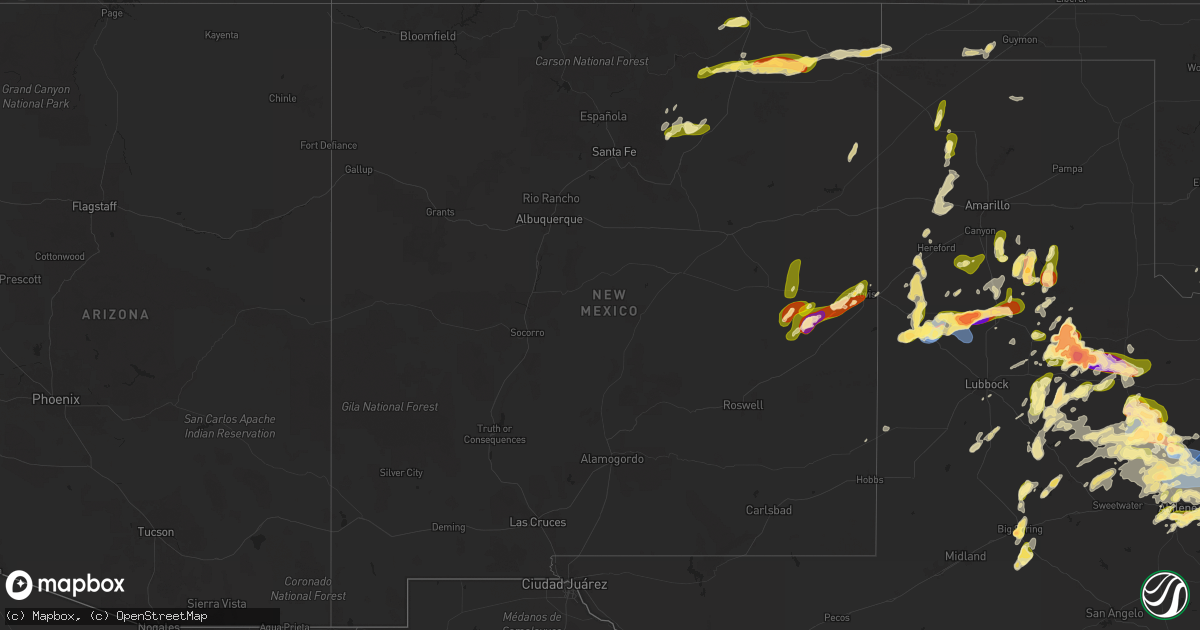 Hail map in New Mexico on May 25, 2025