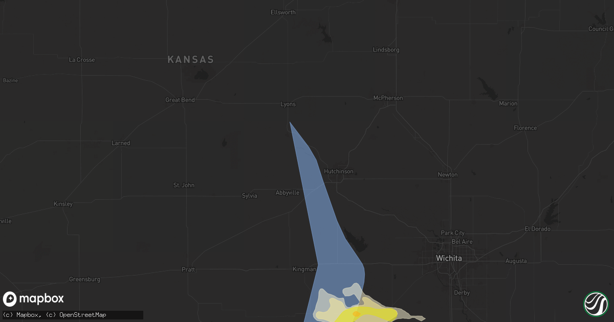 Hail map in Nickerson, KS on May 25, 2025