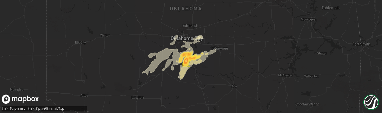 Hail map in Norman, OK on May 25, 2025