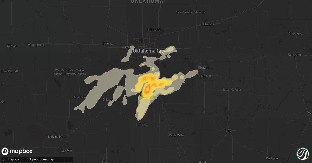 Hail map in Norman, OK on May 25, 2025