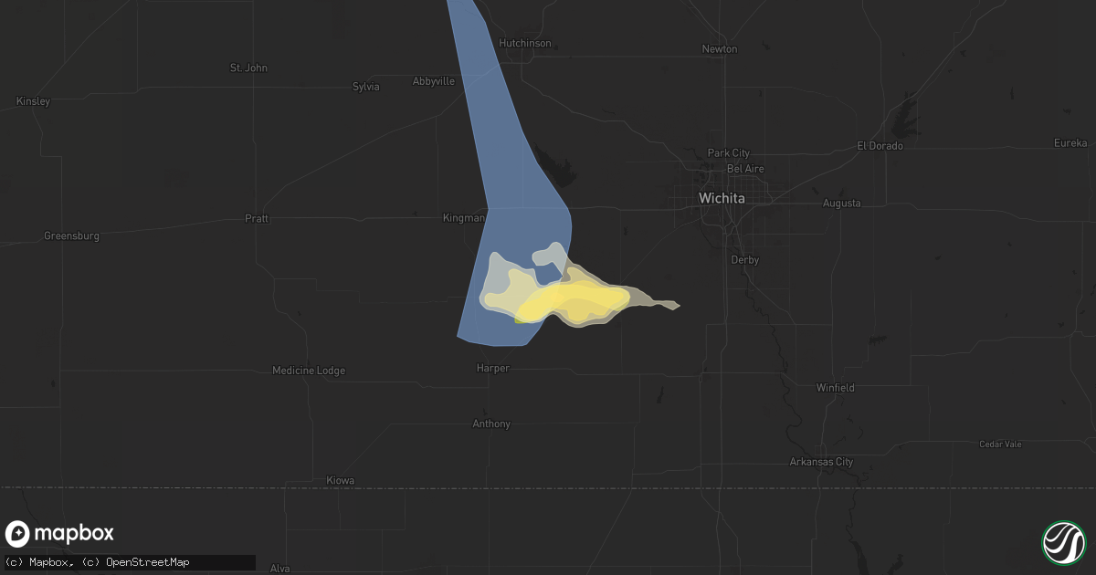 Hail map in Norwich, KS on May 25, 2025