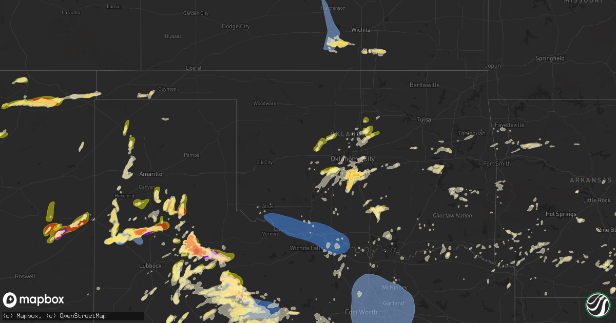 Hail map in Oklahoma on May 25, 2025