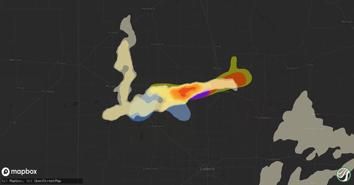 Hail map in Olton, TX on May 25, 2025