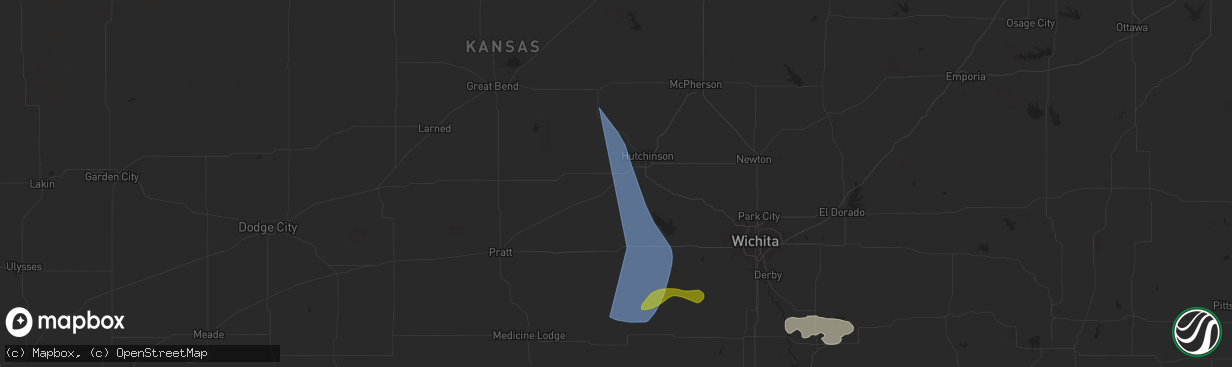 Hail map in Partridge, KS on May 25, 2025