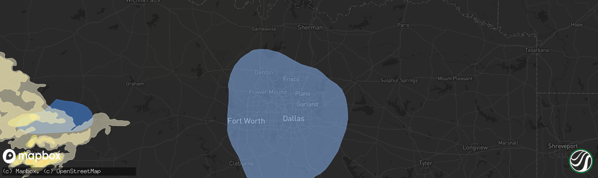 Hail map in Plano, TX on May 25, 2025