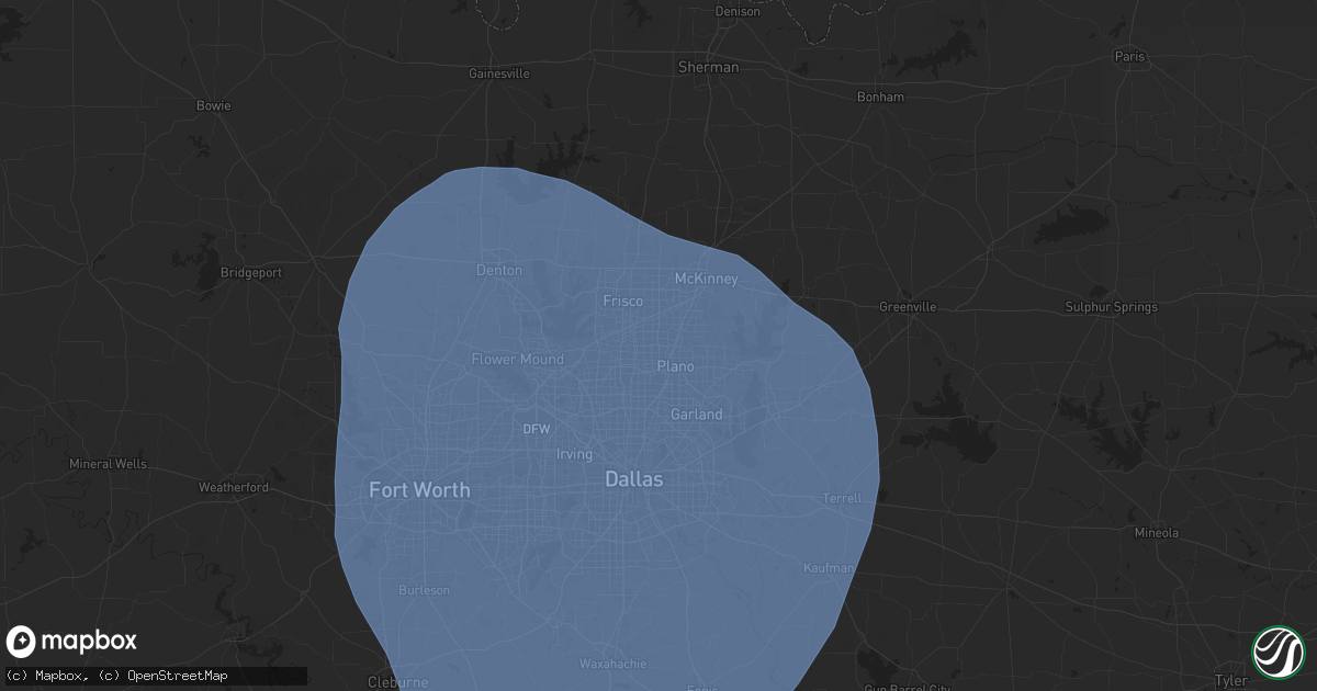 Hail map in Plano, TX on May 25, 2025