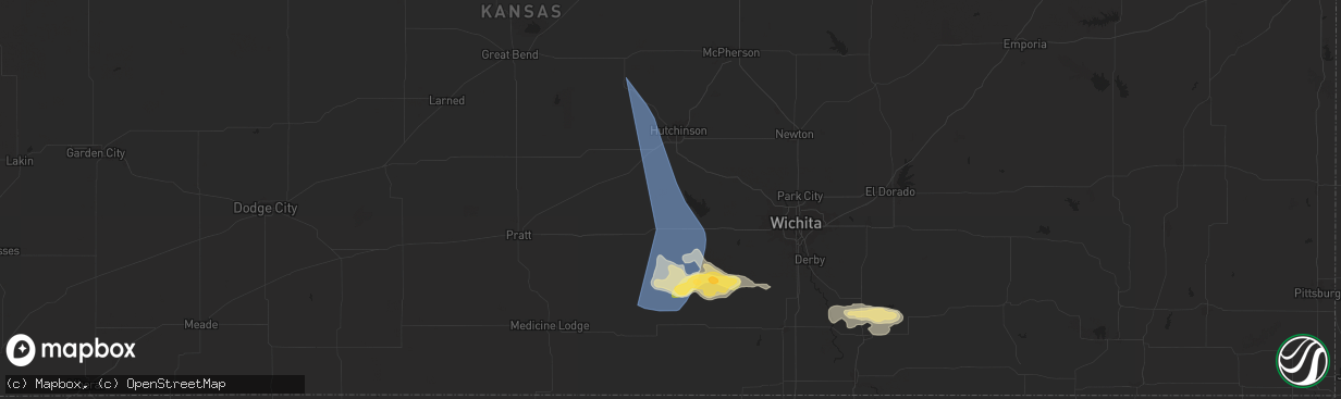 Hail map in Pretty Prairie, KS on May 25, 2025