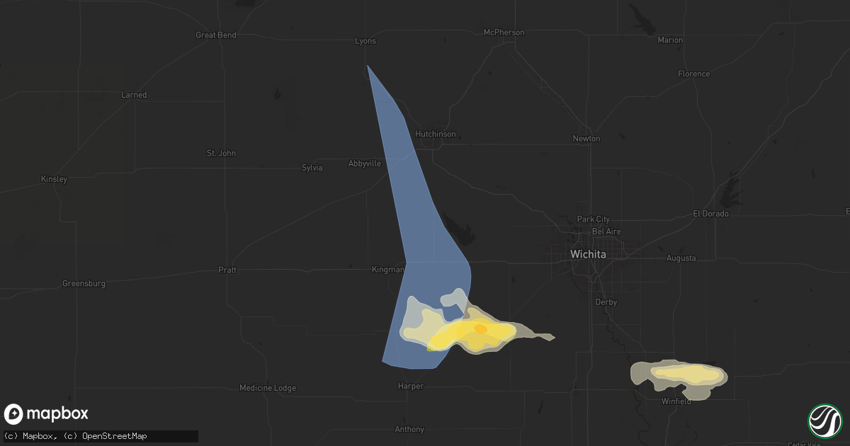 Hail map in Pretty Prairie, KS on May 25, 2025