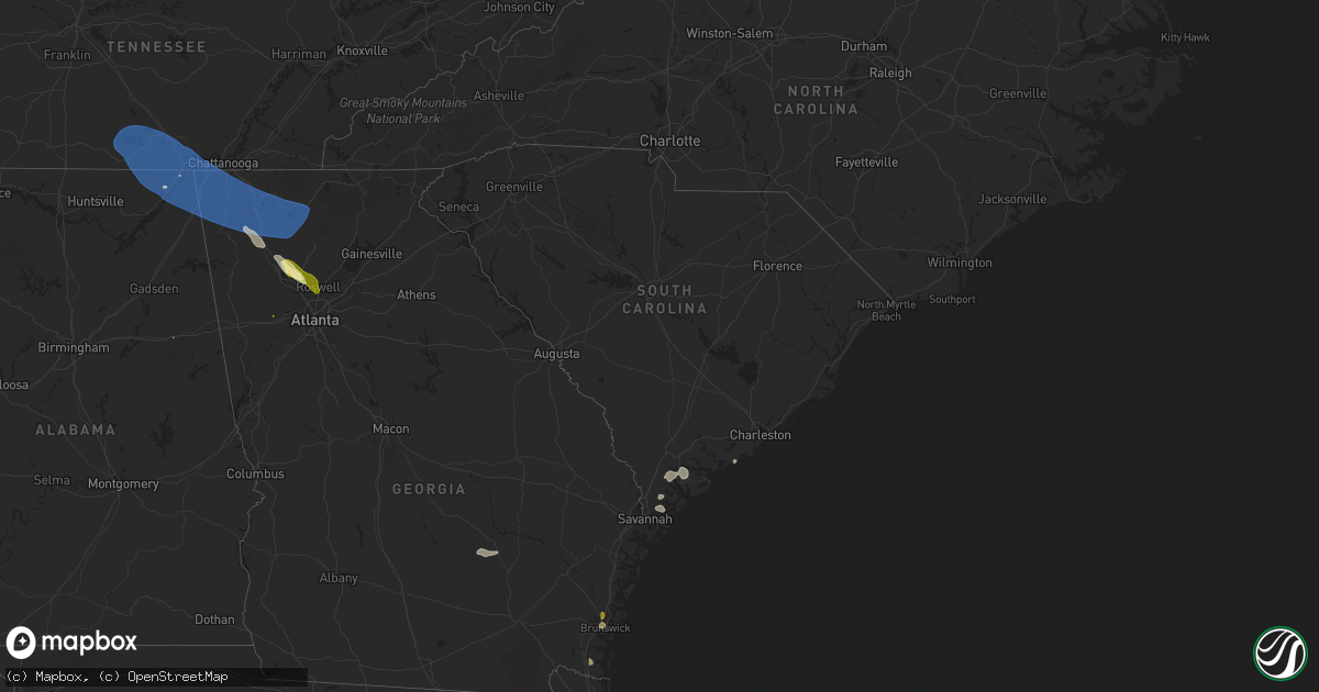 Hail map in South Carolina on May 25, 2025