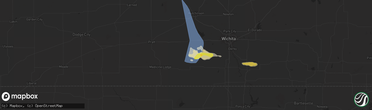 Hail map in Spivey, KS on May 25, 2025