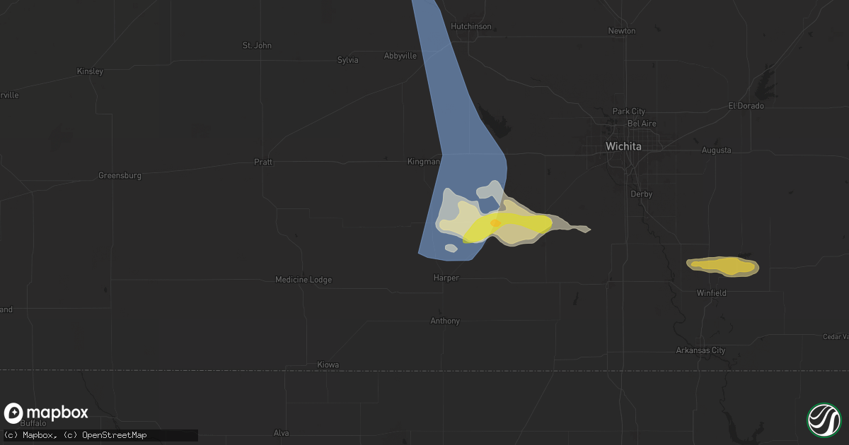 Hail map in Spivey, KS on May 25, 2025