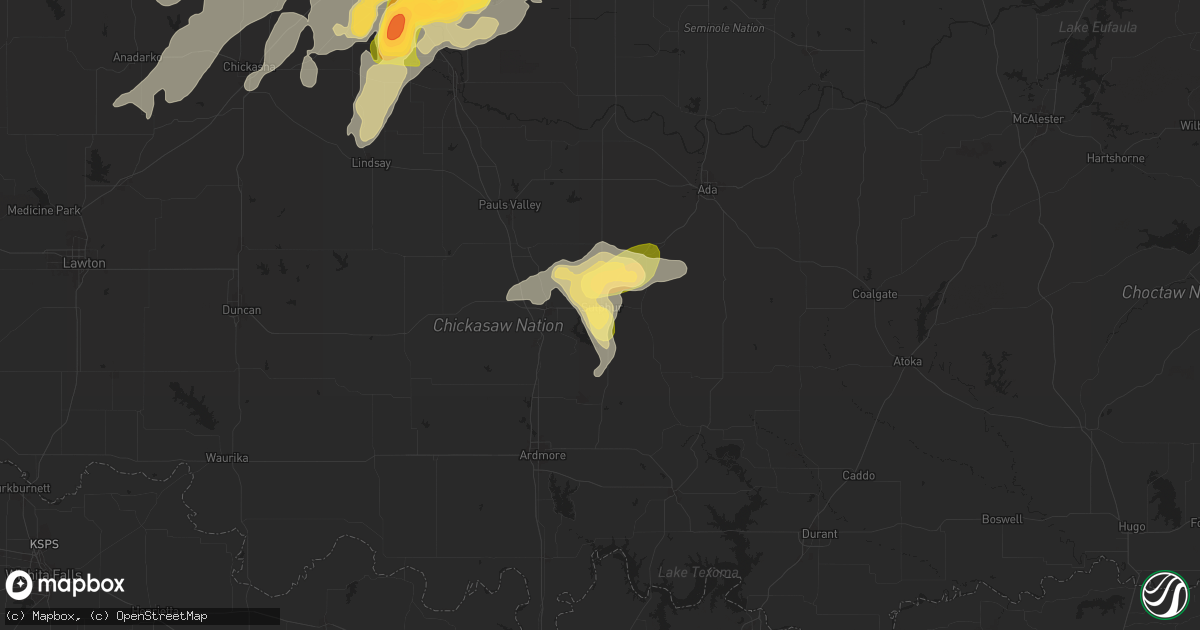 Hail map in Sulphur, OK on May 25, 2025
