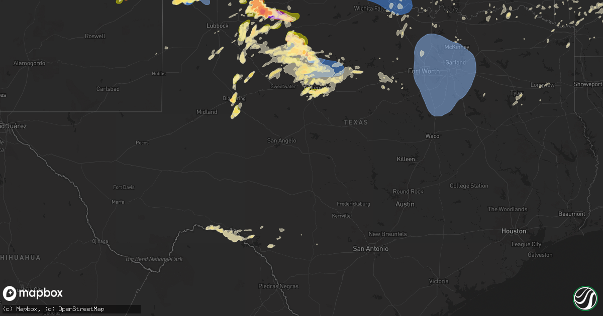 Hail map in Texas on May 25, 2025