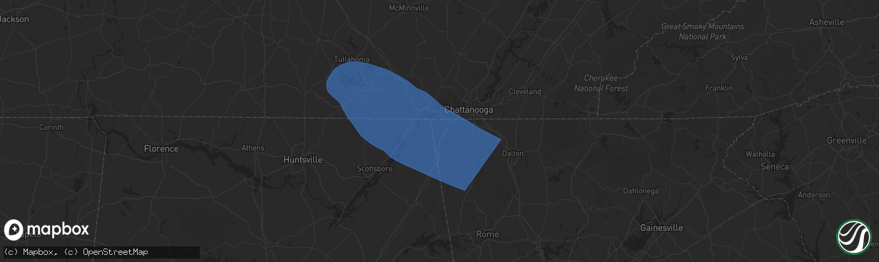 Hail map in Trenton, GA on May 25, 2025