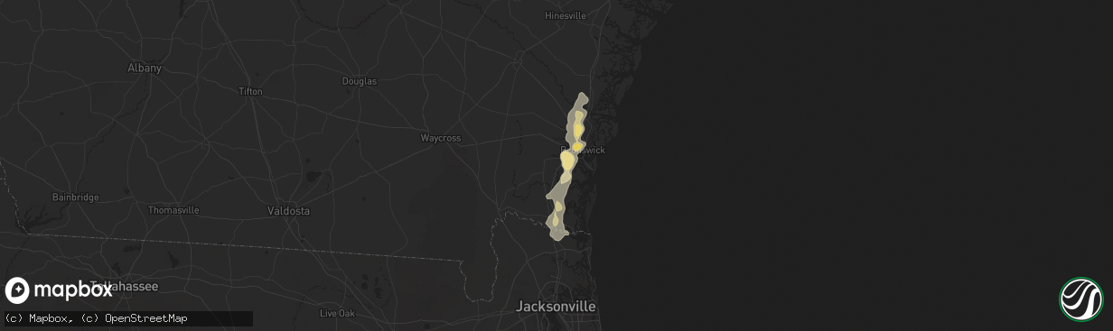 Hail map in Waverly, GA on May 25, 2025