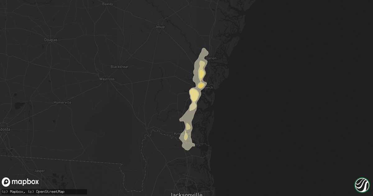Hail map in Waverly, GA on May 25, 2025