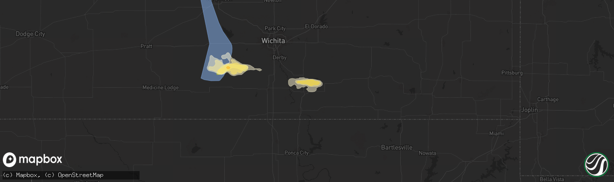 Hail map in Winfield, KS on May 25, 2025